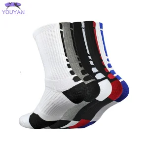 5 Pairs Men Sports Socks with Damping Terry Basketball Cycling Running Hiking Tennis Sock Set Ski Women Cotton EU 39-45