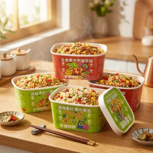 Disposable Rectangular Paper Bowl 500ML/650ML/750ML/850ML/1000ML Printed Food Grade Lid For Packaging Snacks Sugar Ice Cream