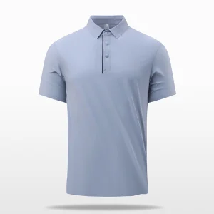 Polo Shirt Senior Sense Men's Business Seamless Ice Silk T-Shirt Men's Lapel Loose Print Top Fashion Short Sleeve Fitness