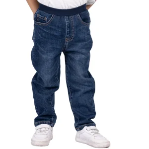 Calças de menino de denim azul claro lavado personalizado