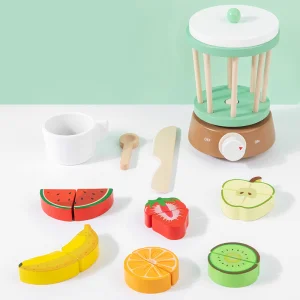 Wooden Kid Kitchen Toys Set with Bread Coffee Juice Maker Models-Packaged in Box