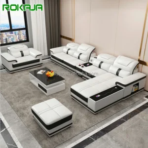 Multifunctional Sofa With Music Modern 1 2 5 7 Seater Sectional Sofa Luxury USB Charging Leather Sofa Set Multiple Storage Space
