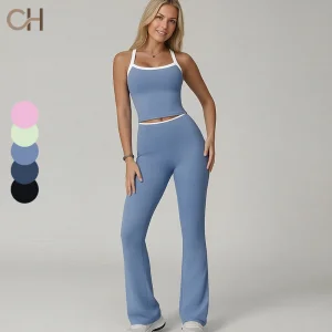 Wholesale Breathable Women's Sports Gym Workout Yoga Sportswear 2-piece Set Workout Clothes For Running And Exercising Yoga Set