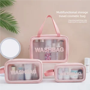 Custom Logo Clear PVC Cosmetic Bag Waterproof Portable Travel Toiletry Pouch