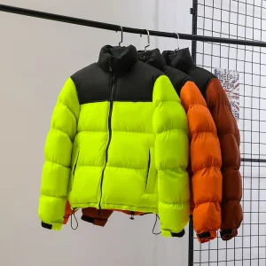 Men's Olive Green Down Coat Stand Collar Zipper Closure Casual Short Length Thick Warm Winter Jacket Solid Color Regular Fit