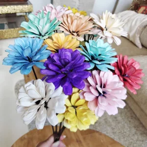 Handmade Home Decoration Melon Shell Artificial Flower Bouquet Pine Rose