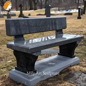 Cemetery Custom Carved Stone Natural Black Granite Marble Bench for Rest