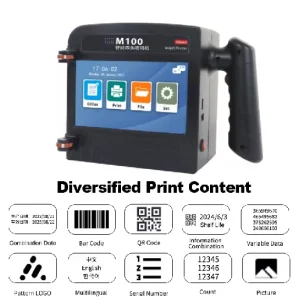 M100 Portable Intelligent Mini Handheld Inkjet Printer All Surface Thermal Expiry Date Logo Laser Inject 10cm Solvent