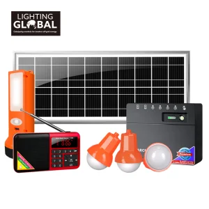 Lighting Global Verasol Certificated 10W 20W Solar Lighting System with Radio/Torch/Reading Light Solar Home System and Solar Panel Kit for Rwanda/Uganda/Africa