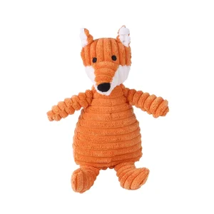 Juguete de zorro de color naranja, animal de peluche interactivo para masticar, limpieza de dientes y diversión