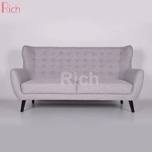 High Back Grey Fabric Loveseat