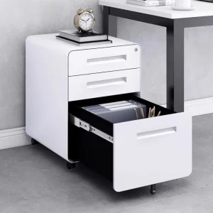 Metal Mobile Office Filing Cabinet 3 File Drawers Cabinet Round Edge Mobile Cabinet Under Desk Steel Filing Cabinet with Wheel