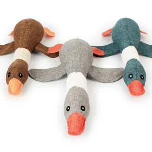 Soft Duck Shaped Pet Plush Toys Linen Fabric Safe Durable Dog Chew Interactive Playthings Molar Relieve Boredom for Home Use