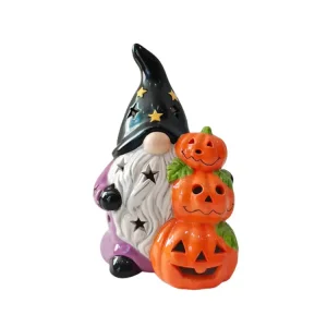 Cheap Halloween Dolomite Gnome & Stacked Pumpkin Decor Figurine Supplier, Factories