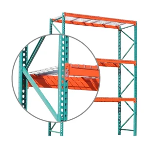 Customized Steel Orange and Green 5 Layer Teardrop Pallet Shelves Storage Racking USA Type Rack with Wire Decking Powder Coated