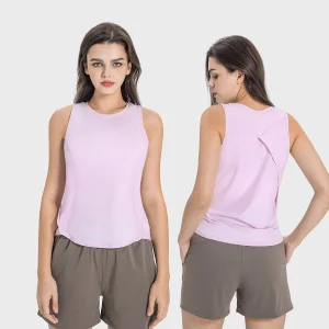New Icy Cross-stitched Sports Vest Moisture-wick Breathable Loose Blouse Yoga Top