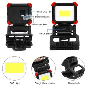 Super Bright LED ABS Black 6V Waterproof Work Light