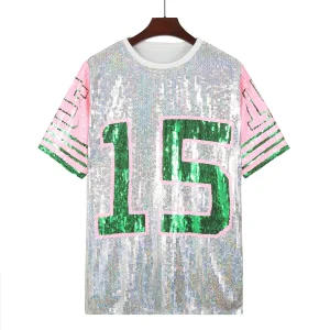 Women's Casual Sequin T-Shirt in Breathable Polyester Fabric
