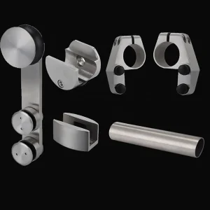 New Frame Glass Interior Sliding Shower Door Hardware System Roller Fitting Set