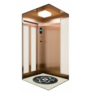 Edunburgh Brand Rose Gold Etched Sightseeing Villa Elevator, Luxury for Villa