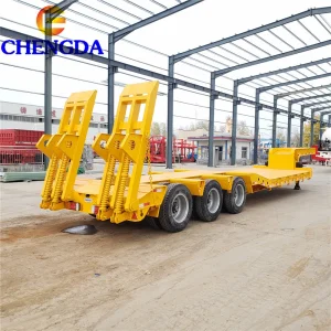 Heavy Duty 3axles Excavator Transport Gooseneck Lowboy Low Loader Bed Lowbed Semi Truck Trailer