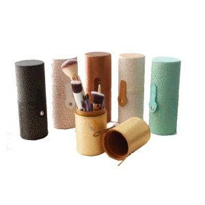 Pu Leather Cylinder Cosmetic Brushes Holder
