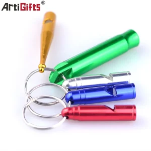 Wholesale Custom Logo Metal Keychain Color Whistle Shape Keychain