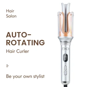 Professional Electric 410F LCD Tourmaline Ceramic PTC Adjustable Heat Automatic Rotating Curling Iron Big Wavy Wand Dual Voltage