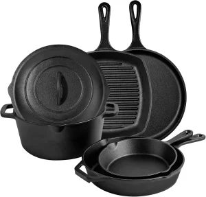 Ultimate 6 Piece Pre-Seasoned Cast Iron Cookware Set