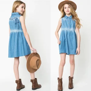 OEM Girls Summer Denim Mini Dress