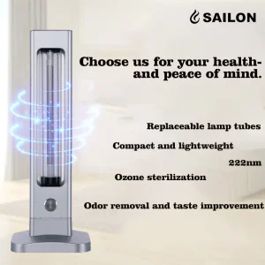 Lâmpada de Mesa Far-UVC Segura para Humanos Sailon 222nm para Esterilização Contínua do Ar e Superfícies