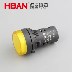 Hban 22mm Yellow Plastic LED Lamp Signal Indicator Light for Equipment Warnings