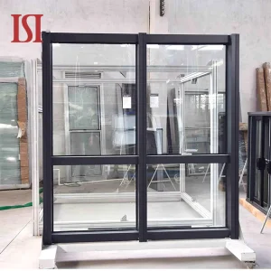 Floor Ceiling Fixed Aluminum Alloy Window Stainless Steel Horizontal Louver Design Double Glass Soundproof Heat Insulation