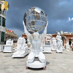High Quality Natural Stone Carving Garden Decorative Statue Famous Life Size Hand Carved Marble Atlas Sculpture Statue for Sale