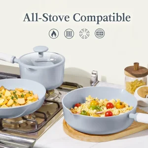 Gulf Coast Nonstick Ceramic Cookware Set Blue