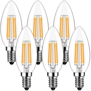 Candle Base 6W C35 LED Filament Vintage Light Bulbs for Chandelier Ceiling Light