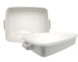 1.08L Enamel Baking Pan with Handles and PE Cap, Roasting Tray for Oven Safe Baking Roasting Grilling Serving Home Kitchen Restaurant Use