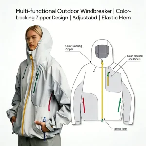 OEM XH-Fashion Men Colorblock Hooded Softshell Jacket