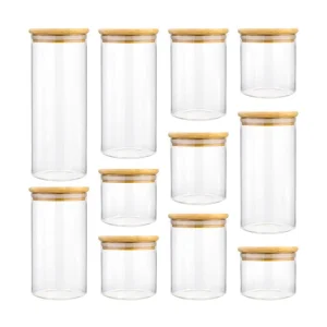 Hand Blown Airtight Glass Tea Coffee Storage Jars Food Bottles