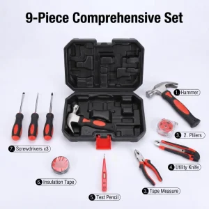 Professional 9 Piece Basic Home Hardware Tool Kit