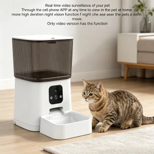 WiFi Smart Pet Feeder with HD Camera 6L Automatic for Cats &amp; Dogs App Control Night Vision Two-way Audio Stylish Food Dispenser