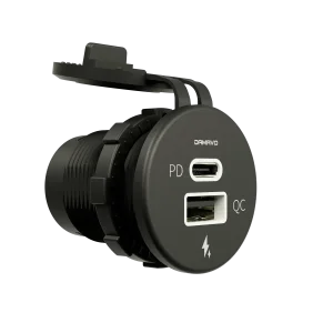 Damavo Fast Charging 12-24V Car Charger with Pd QC3.0 Dual USB Socket for Truck RV Boat Motorcycle