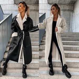 2024 Autumn and Winter New Fashion Casual Leather Jacket Thickened Windbreaker Loose Casual Women's Coat