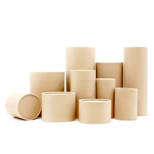 Caixa cilíndrica redonda de papel kraft ecológica personalizada, vazia, biodegradável, embalagem de papelão para artesanato