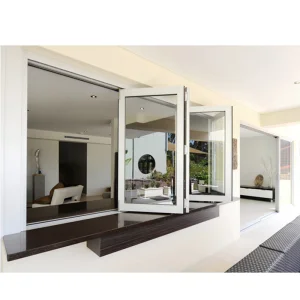 Waterproof Vertical Accordion Sliding Glass Windows and Doors Thermal Break Aluminum Bi Folding Window