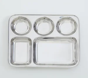 Stainless Steel Multi-Compartment Dinner Plate | School &amp; Canteen Thali, Easy to Clean | Wholesale Bulk Supply from India