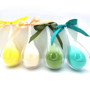11 Caixas em forma de gota de cores, esponjas de maquiagem sem látex, embalagem de suporte para esponja de beleza de microfibra com marca privada