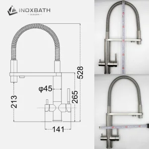 Premium 304 Stainless Steel Kitchen Mixer Faucet with Elegant Bridge Spout