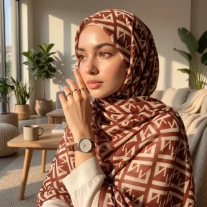 Designer Style Letter Pattern Polyester Scarf Elegant Long Wrap Snood for Women