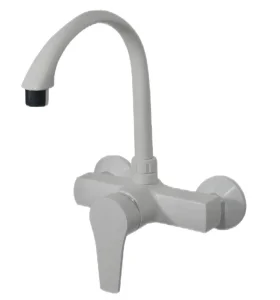 Durable Plastic Wall-Mounted Kitchen Faucet with Single Lever Control